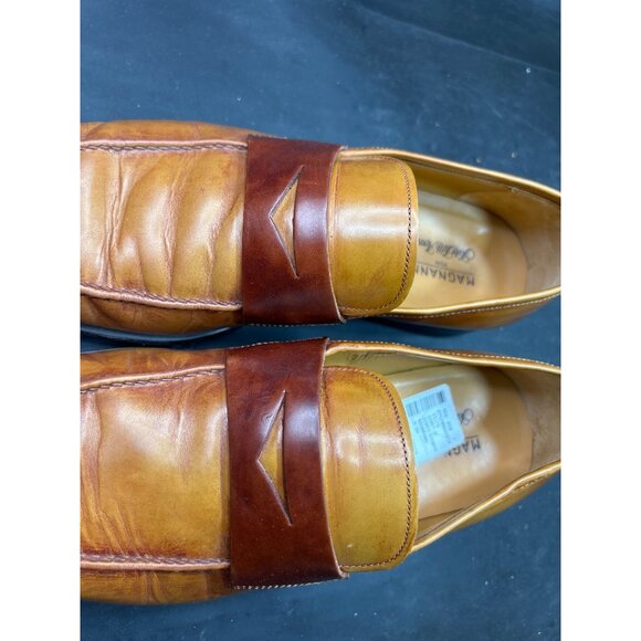 Magnanni For Saks Fifth Avenue Mens Mid-Brown Tan Leather Loafers Size 9.5 - Picture 11 of 12